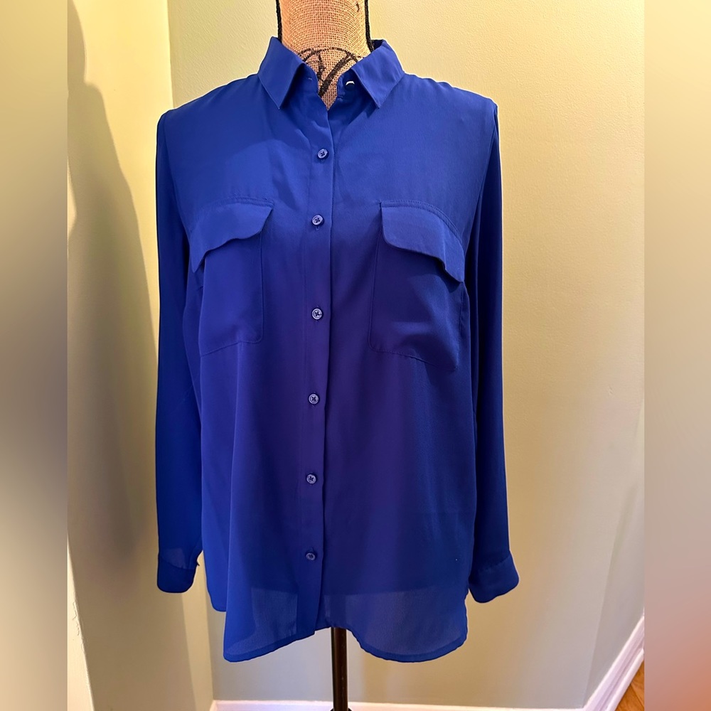 Apt 9 Blouse Royal Blue Drapey Blouse